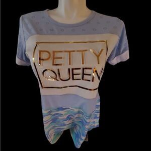 DREAM diva size XXL Petty queen T-shirt, blue cream colored Petty  queen gold